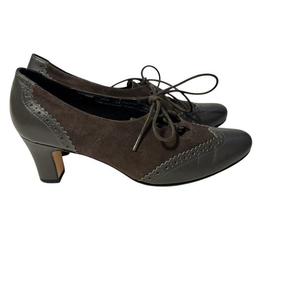ros hommerson womens 6 wing tip heel lace up leather suede Academic Victorian - Picture 4 of 12